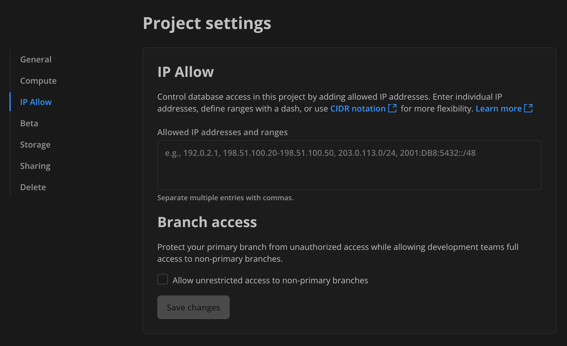 IP Allow configuration